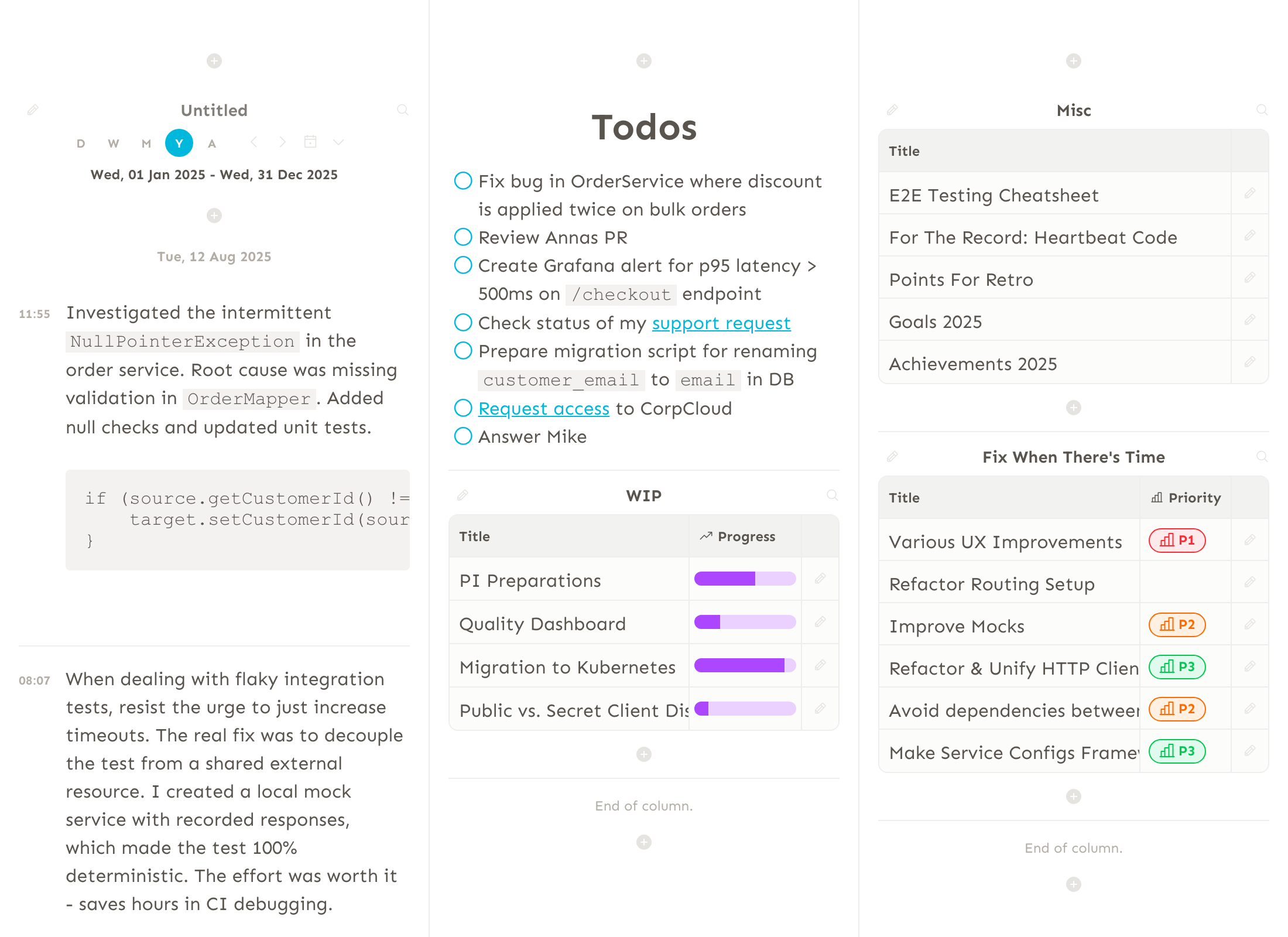 Snippets dashboards