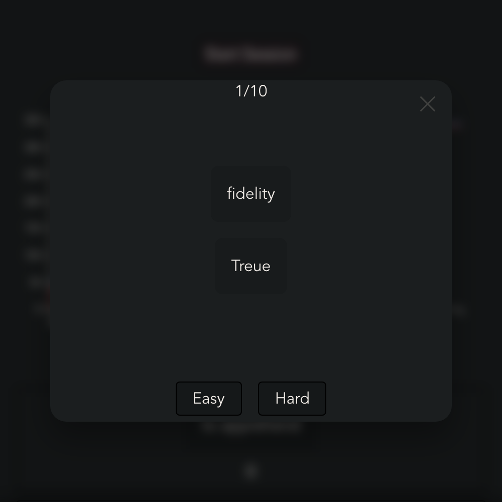 Snippets flashcard session