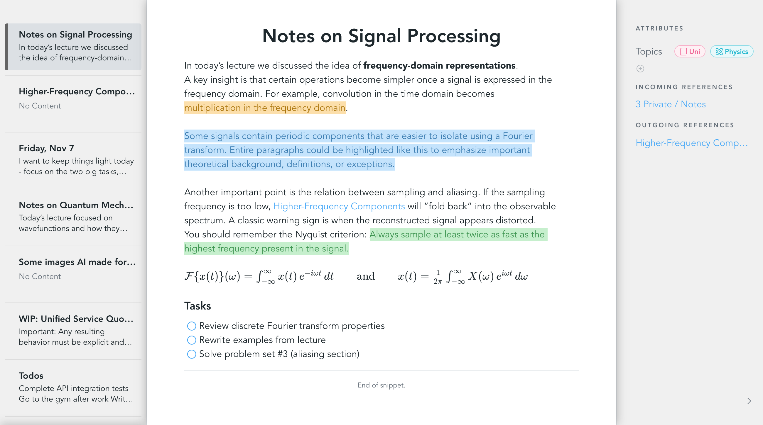 Snippets general todos