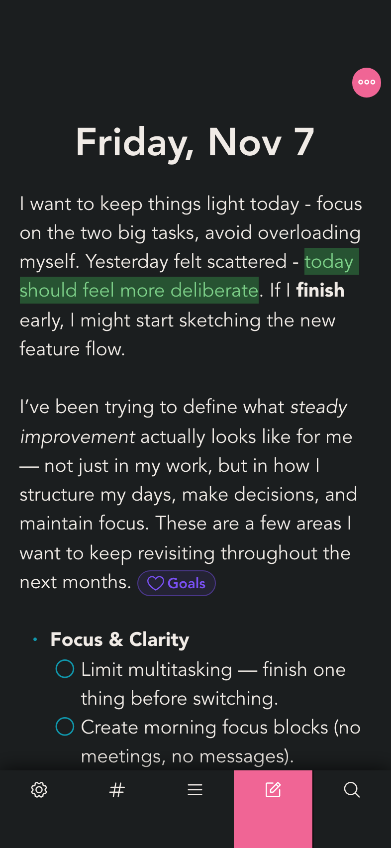 Snippets mobile editor