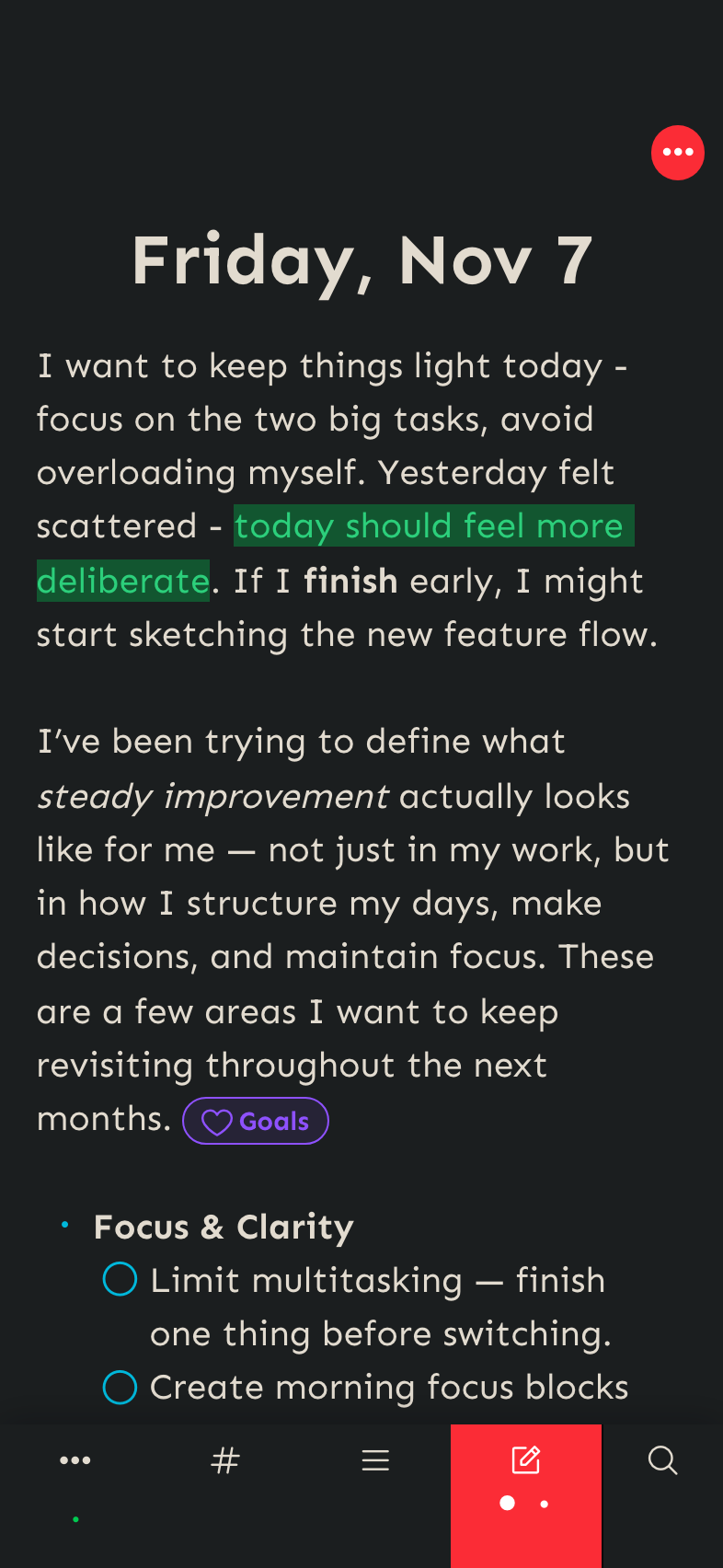 Snippets mobile editor