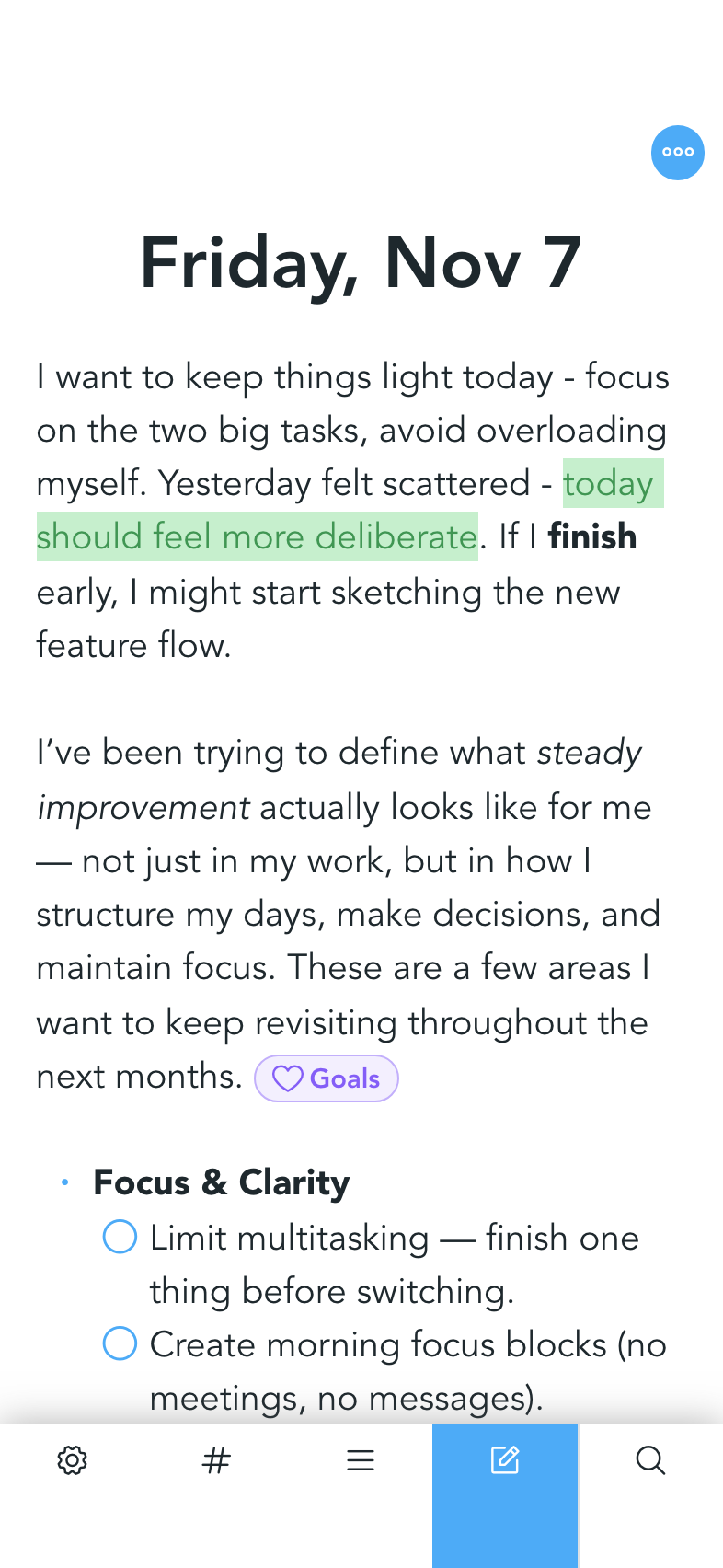 Snippets mobile editor